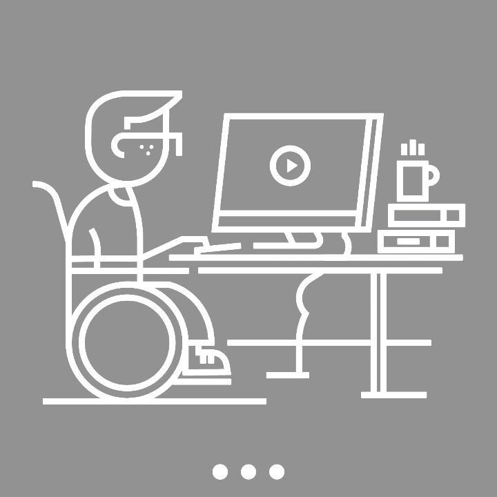 Gif. Avatars of people with disabilities performing various activities of daily living.